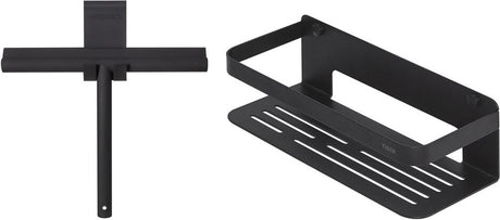 Tiger caddy - doucherek 24 cm met douchewisser inclusief glashaak - raamwisser - zwart