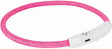 Trixie lichtgevende halsband hond flash usb tpu nylon roze