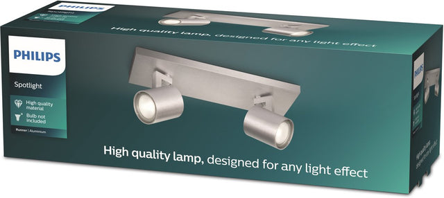 Philips led philips runner opbouwspot - 2-lichts - aluminium