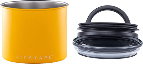 Planetary design - airscape - koffiebonen - voorraadpotten - canister - luchtdicht - vacuum - gepatenteerd systeem - matte yellow - koffie - staal - mat geel - 250 gram