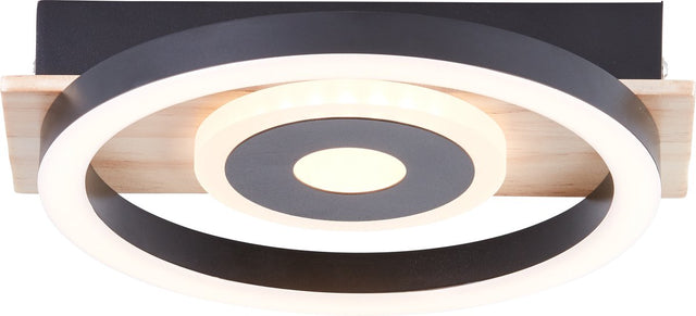 Brilliant maureen - plafondlamp - led 12w - 3000k - zwart - hout