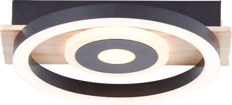 Brilliant maureen - plafondlamp - led 12w - 3000k - zwart - hout