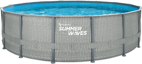 Summer waves frame zwembad rond - ⌀488 x 122 cm - zwembaden - inclusief filterpomp - zwembadpomp - filterpatroon - afdekzeil - grondzeil- ladder - onderhoudsset