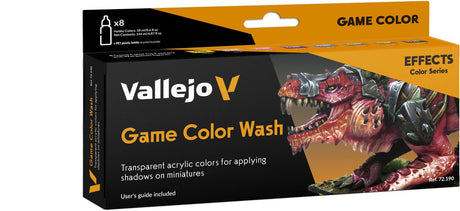Vallejo hobbyverf acrylverf - 72190 washes voor fantasy and wargames - game color - acryl set - 8x verf set - 8x 18 ml