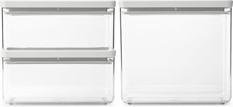 Brabantia tasty+ voorraadbussen - stapelbaar - 1,5 + 1,5 + 3,5 l - light grey