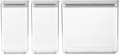Brabantia tasty+ voorraadbussen - stapelbaar - 1,6 + 1,6 + 3,5 l - light grey