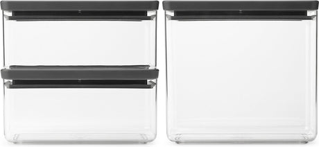 Brabantia tasty+ voorraadbussen - stapelbaar - 1,5 + 1,5 + 3,5 l - dark grey