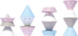 Moluk hix - pastel kleuren, 4 omvormbare bouwkegels in elastische siliconen rubber, in doos 8.2x8.2x14.3cm, 2+