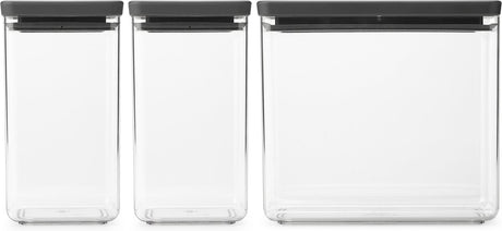 Brabantia tasty+ voorraadbussen - stapelbaar - 1,6 + 1,6 + 3,5 l - dark grey
