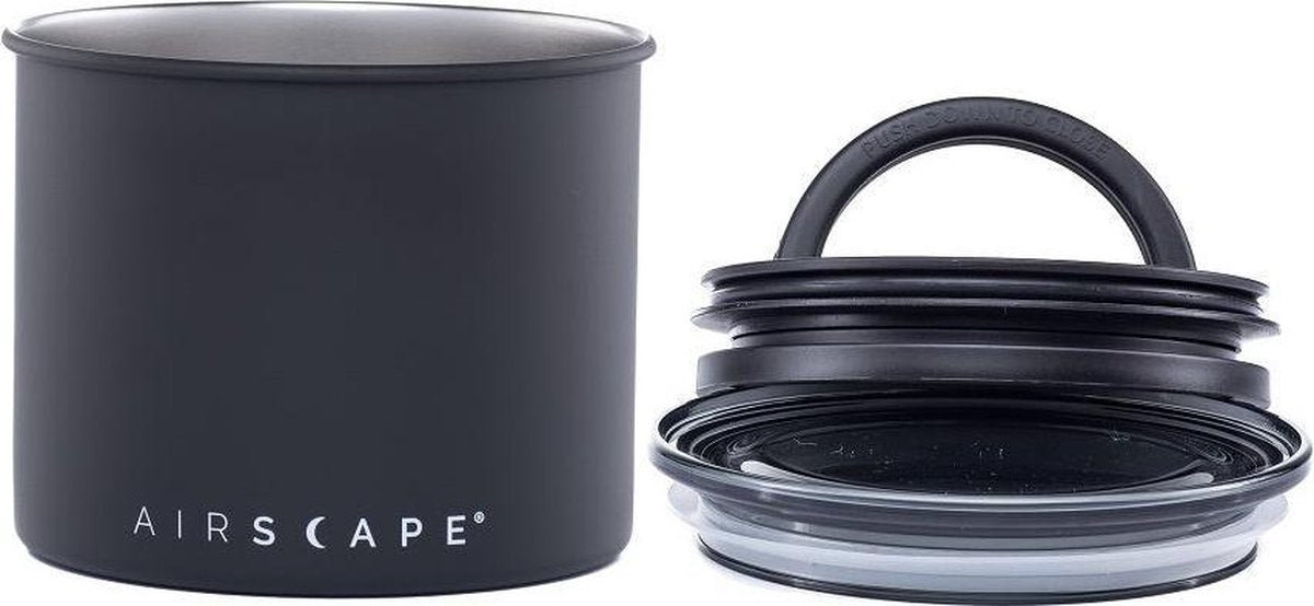 Planetary design - airscape - koffiebonen - voorraadpotten - lucht dicht! - koffie - staal - mat zwart - 250 gram