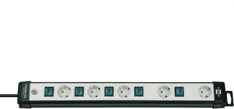 Brennenstuhl premium-line techniek stekkerdoos 5-voudig zwart lichtgrijs 3m h05vv-f 3g1,5 individueel schakelbare speciaal geordend voor adapterstekkers