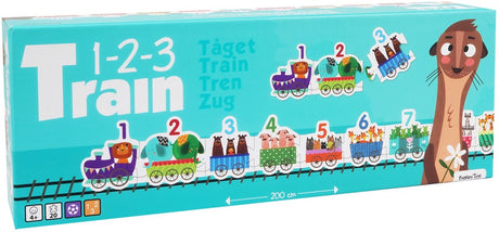Barbo toys - dieren leertrein 123 20 stukjes - ontworpen in denemarken - educatief telspel - puzzel voor jongens en meisjes - multicolor - vanaf 3 jaar