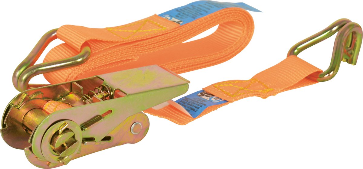 Carpoint ratelspanband met haken 25 mm 3 meter 350 kg oranje
