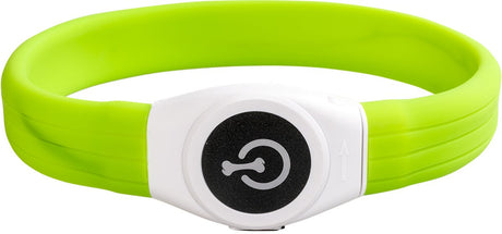 Duvo plus seecur!ty flash light ring maxi - lichtgevende halsband hond - led usb oplaadbaar - siliconen - 45 cm - groen one size
