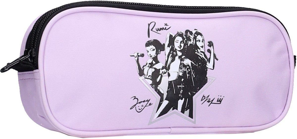 K-pop demon hunters shadow beats etui - 24 x 12 x 6 cm - 2 compartimenten - paars - schooletui