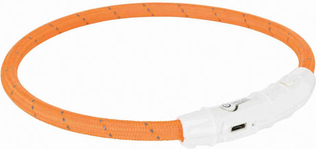 Trixie lichtgevende halsband hond flash usb tpu nylon oranje