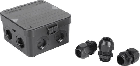 Attema kabeldoos m20 - zwart - 3 wartels - ip65