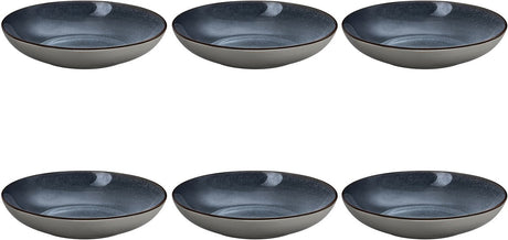 Medard de noblat - feeling indigo - diep bord 24.5 cm - 6 delig - stoneware