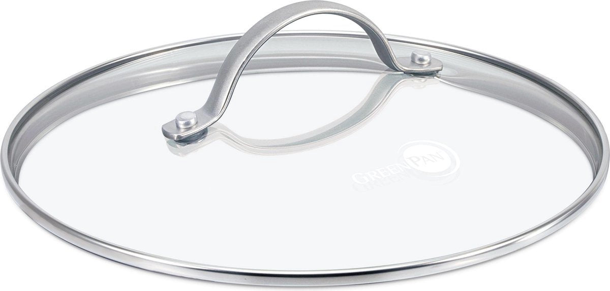 Greenpan universele glazen deksel 20cm - transparant - verhard glas - rvs