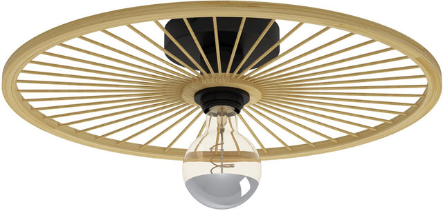 Eglo leominster plafondlamp - e27 - ø 45 cm - zwart|hout