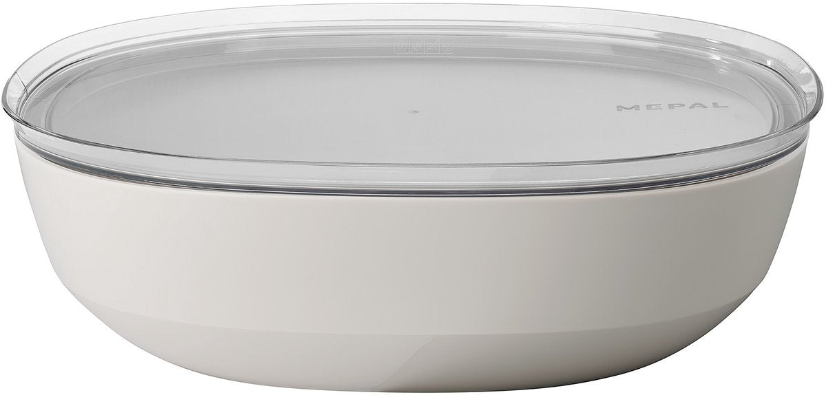 Mepal serveerschaal met deksel silueta - 4000 ml - saladeschaal - nordic white