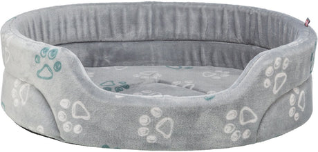 Trixie hondenmand - ovaal lichtgrijs pluche - 45x35 cm met wendbaar kussen en slipvaste onderzijde