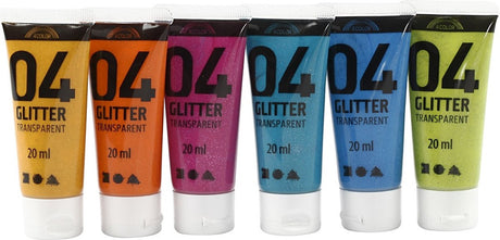 A-color kinder acrylverf glitter kleur, 6x20ml