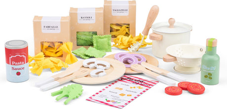 Woet ® houten pasta speelset met pan en accessoires - vanaf 3 jaar
