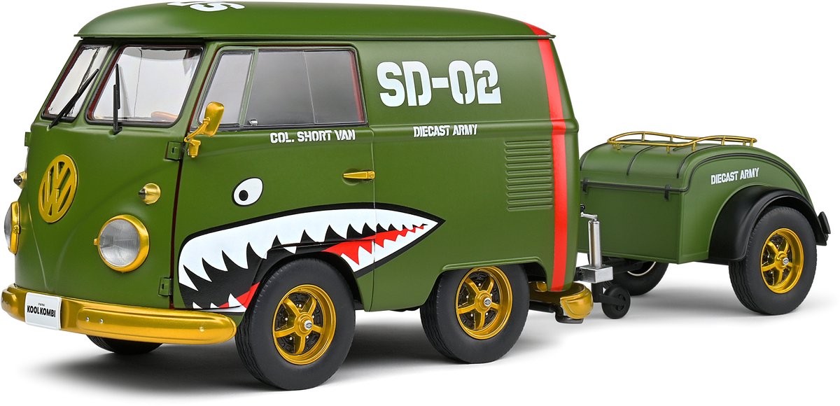 Geen automerk volkswagen kool kombi army fighter solido modelauto 1:18 2023 s1810901 schaalmodel