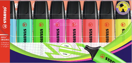 Stabilo boss original - markeerstift - hoogste kwaliteit - etui met 8 kleuren
