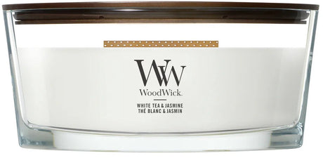 Woodwick heartwick flame ellipse geurkaars - white tea jasmine - 50 branduren