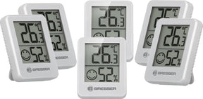 Bresser thermo- en hygrometer - set van 6 - wit - temperatuur en luchtvochtigheid