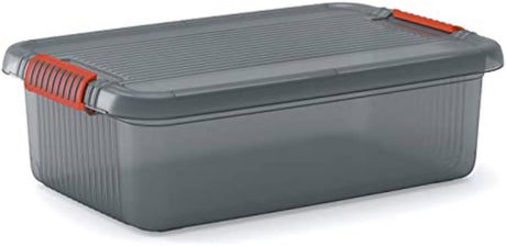 Kis k latch box m - opbergbox met deksel - 28l - 59x39x18cm - transparant oranje clips