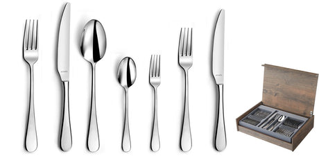 Amefa venus 84 delige bestekset – 12 personen – zilver – in luxe houten cassette-hoogwaardig 18 10 chroomnikkelstaal