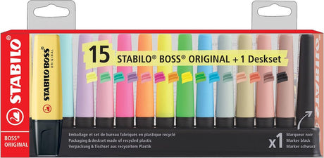 Stabilo boss original pastel naturecolors markeerstiften bureau set - 15dlg.
