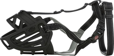 Trixie muilkorf - muzzle flex silicone - zwart - maat m-l - snuit omtrek 27 cm m-l