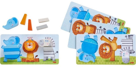 Haba vormenpuzzel beestachtig wild junior hout 13-delig