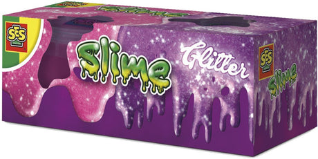Ses creative - slime – glitter slijm - 2 potjes met 2 verschillende diktes en kleuren - goed uitwasbaar – glutenvrije slijm