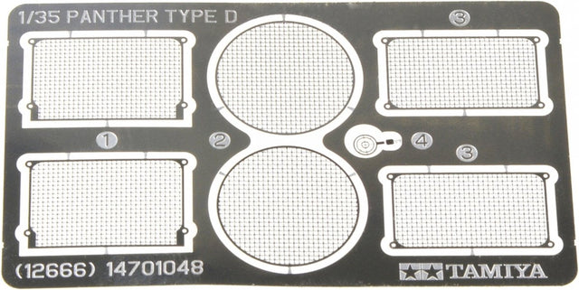 Tamiya modelbouwdecoratie - 12666 panther d. - photo-etched grille set photo-etch