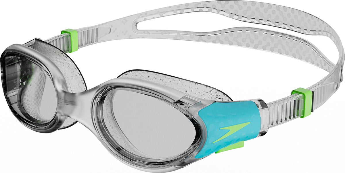 Speedo biofuse 2.0 zwembril dames - ergonomische duikbril volwassenen - anti condens uv-bescherming - professionele zwembril met drukknopsluiting - superzachte afdichting - transparant blauw