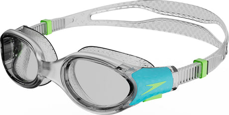 Speedo biofuse 2.0 zwembril dames - ergonomische duikbril volwassenen - anti condens uv-bescherming - professionele zwembril met drukknopsluiting - superzachte afdichting - transparant blauw