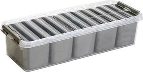 Sunware - q-line opbergbox met 7 bakjes 3,5l transparant metaal - 39 x 14 x 9,5 cm