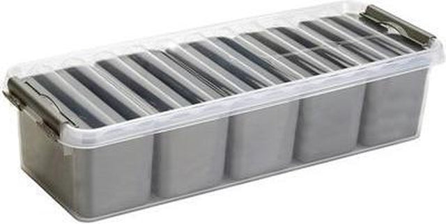 Sunware - q-line opbergbox met 7 bakjes 3,5l transparant metaal - 39 x 14 x 9,5 cm