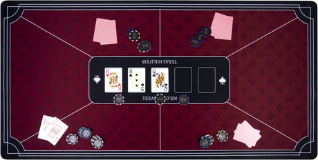 Longfield pokerkleed rood 120x60 cm - polyester rubber - glad speeloppervlak - poker dobbel accessoire - engelhart