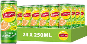 Lipton ice tea sparkling green blik - citrus - zero sugar - 24 x 250 ml - voordeelverpakking