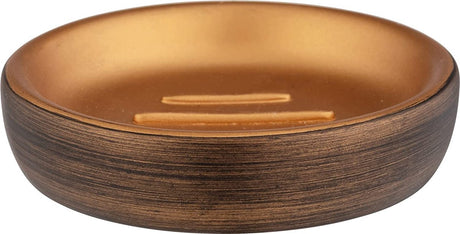 Wenko tandenborstelbeker palena, rond zeepschaaltje voor een vaste handzeep of shampoo, gemaakt van hoogwaardig kunsthars in elegant design, (b d × h) ø 10,5 × 2,5 cm, brons