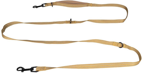 Explor duvoplus ultimate fit trainingslijn hond - 4 gebruiksmogelijkheden met 2 musketonhaken - reflecterend - 220cm x 25mm - honey gold