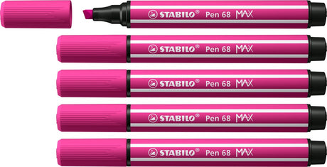 Stabilo pen 68 max – premium viltstift met dikke beitelpunt - roze - doos 5 stuks