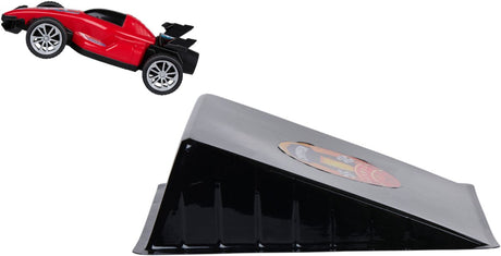 Eddy toys jumping racer - racebaan speelgoed met springeffect - gemaakt van kunststof - kleur blauw en rood - afmetingen 61,9 x 17,8 cm - werkt zonder batterijen - geschikt vanaf 3 jaar