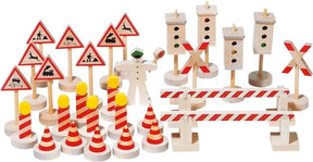 Goki verkeerstekens ii h4,5-12,5cm, 29-delig, hout, 3+